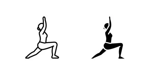 Vector icon set featuring yoga poses, ideal for fitness and wellness designs. Stock Illustration