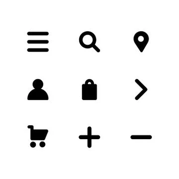 Vector icon set in flat design. Ui social icon set isolated for web or app Stock Illustration
