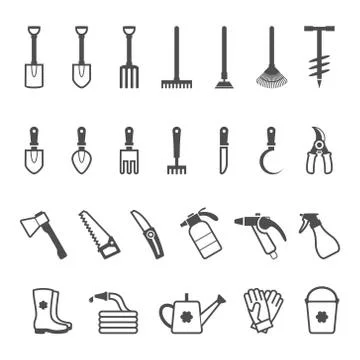 Vector icon set of garden tools Stock-Illustration
