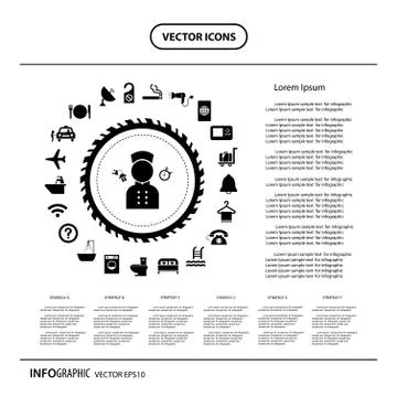 Vector icon set for hotel and travel Stock Illustration