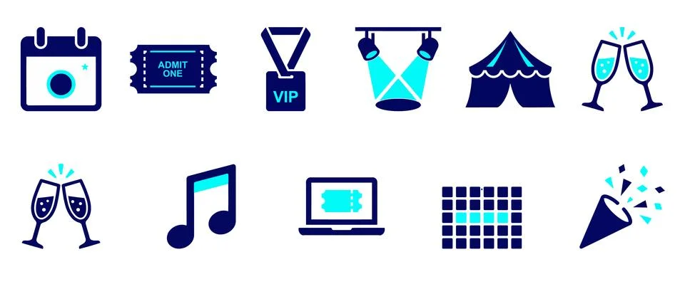 This vector icon set illustrates essential elements for modern event and pa.. 스톡 일러스트