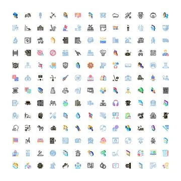 Vector icon set illustrating diverse business technology concepts Stock-Illustration