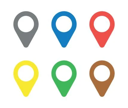 Vector icon set of map pointers. Illustrazione stock