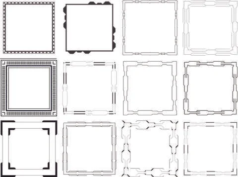 Vector icon set of mirror frames 스톡 일러스트