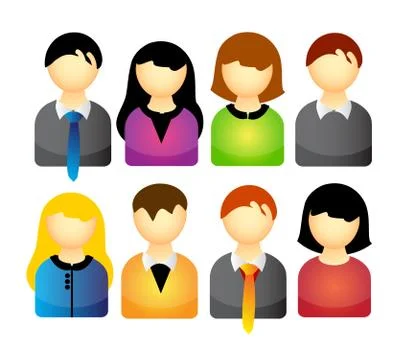 Vector icon set of people isolated over white background Stock Illustration