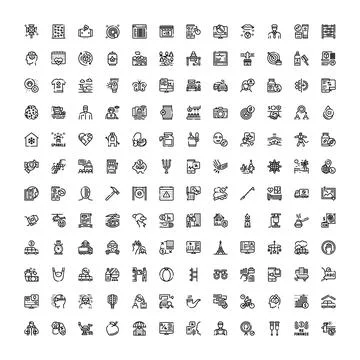 Vector icon set presenting business technology and lifestyle concepts Stock Illustration