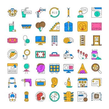 Vector icon set presenting business and technology concepts 库存插图
