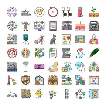 Vector icon set presenting business health nature concepts Stock Illustration