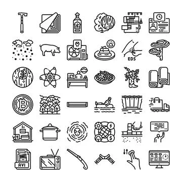 Vector icon set presenting diverse symbols and concepts Stock Illustration