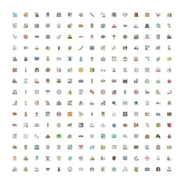 Vector icon set presenting diverse business and lifestyle concepts Stock Illustration