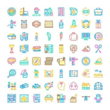Vector icon set presenting various daily life concepts Stock Illustration