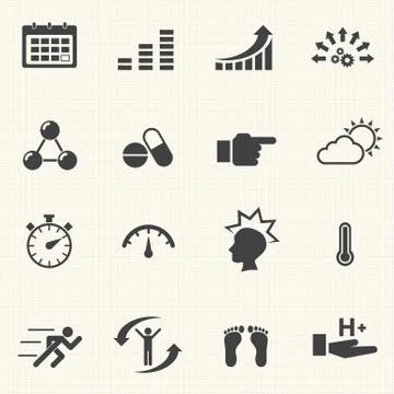 Vector Icon set relate to Healthy lifestyle. Stock Illustration