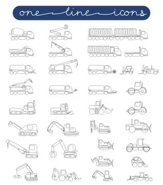 Vector icon set road and construction equipment Illustrazione stock