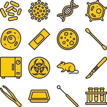 Vector Icon Set for Scientific Research and Medical Laboratory Work. Stock Illustration