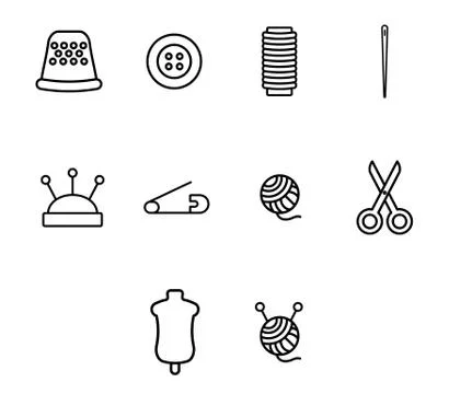 Vector icon set for tailoring and needlework Stock Illustration