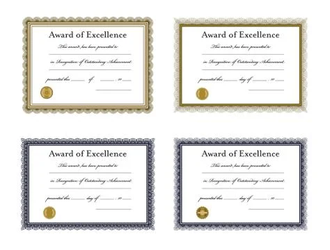 Vector icon set of training certificate templates Stock Illustration