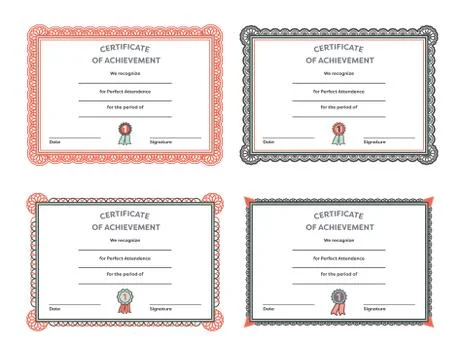 Vector icon set of training certificate templates Stock Illustration