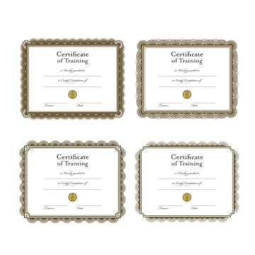 Vector icon set of training certificate templates Stock Illustration