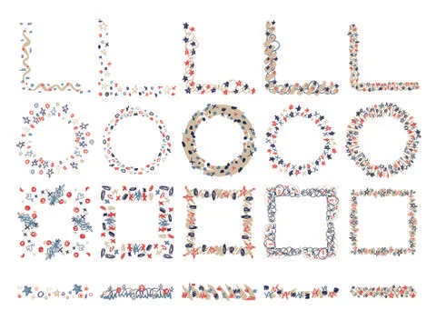 Vector icon set of various floral frames Stock Illustration