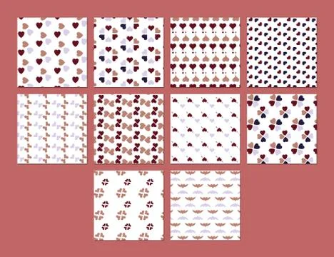 Vector icon set for various heart shape patterns Illustrazione stock