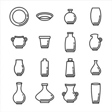 Vector icon set of various kitchenware 스톡 일러스트