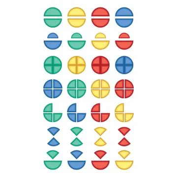 Vector icon set of various multi color parts of circle 스톡 일러스트