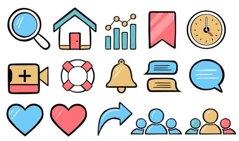 Vector icon set vector. Web icon set color.   illustration Stock Illustration