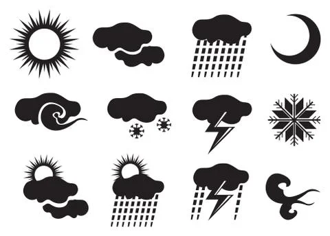 Vector Icon Set for Weather Forecast Illustrazione stock