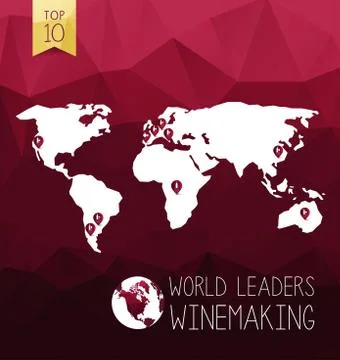 Vector icon set - wine from the different countries of the world Stock Illustration