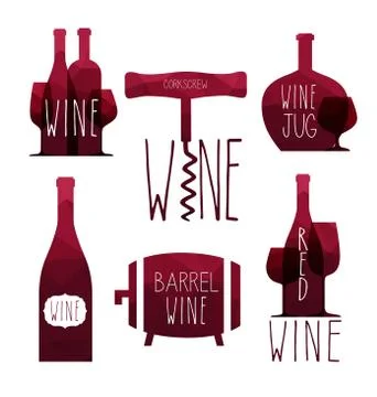 Vector icon set - wine from the different countries of the world Stock Illustration