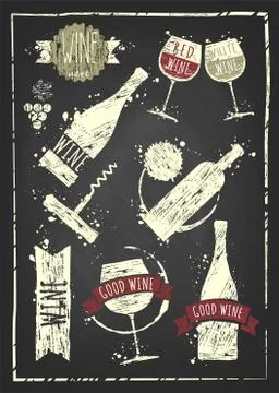 Vector icon set - wine from the different countries of the world Stock Illustration