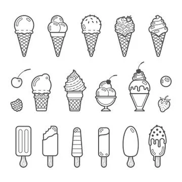 Vector icon set of yummy ice cream Stock Illustration
