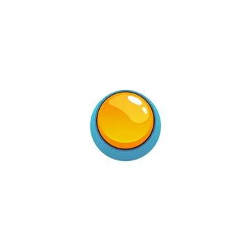Vector icon of a shiny yellow game button in cartoon style on a white background Stockillustratie