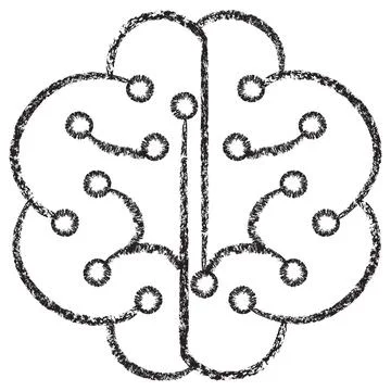 Vector icon showing a brain silhouette with internal neural nodes Illustrazione stock