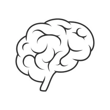 Vector icon, silhouette of the brain. Empty outline isolated on a white backg 스톡 일러스트