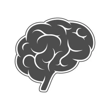 Vector icon, silhouette of the brain. Empty outline isolated on a white backg 스톡 일러스트