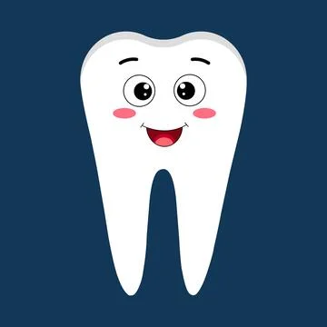 Vector icon of smiling tooth in cute cartoon style. Stock Illustration