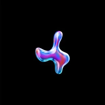 A vector icon with a smooth shape in rainbow neon colors and chrome elements. Stock Illustration