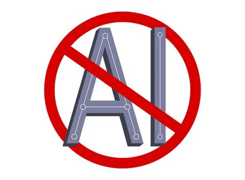 Vector icon of stop sing for artificial intelligence. Stop artificial intel.. Illustrazione stock