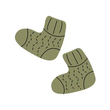 Vector icon striped socks. Funny element in a cartoon style Stock Illustration