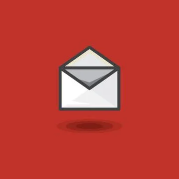 Vector icon in style linework message in open letter envelope on red background Stock Illustration