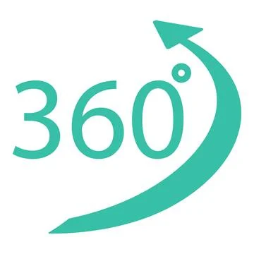 Vector icon of a stylized arrow forming a 360degree loop, representing rotation Stock Illustration