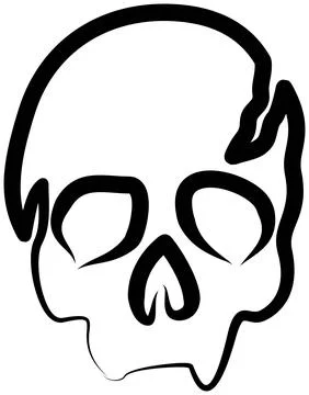 Vector icon of a stylized skull, featuring a minimalistic and bold line art Stock Illustration