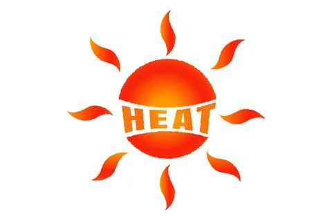 Vector icon of sun in flat style. Vector emblem heat in Europe. Stock Illustration