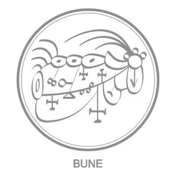 Vector icon with symbol of demon Bune Stock Illustration