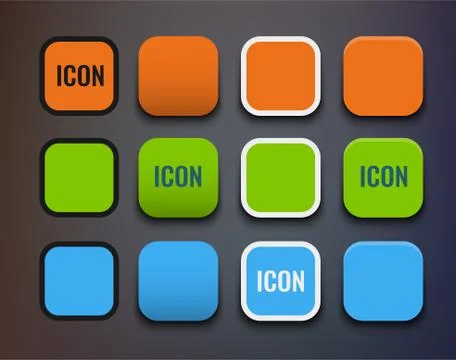 Vector Icon Template Set Different backgrounds and Style Round Rectangle Shape Stock Illustration