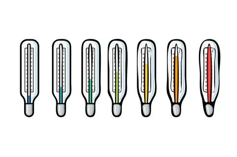Vector icon of thermometers with different temperatures Stock Illustration