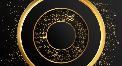 Vector icon of thin and thick gold rings with sparks on a black background. Stock Illustration