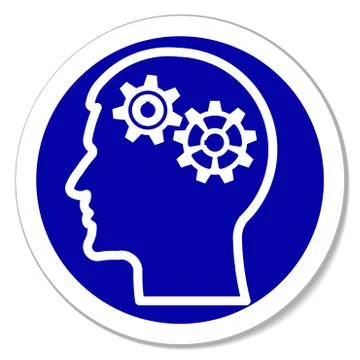 Vector icon - thinking, intelligence, problems, gears in head 스톡 일러스트