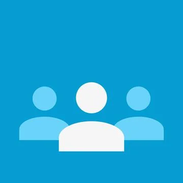 Vector icon of three users on blue background Stock Illustration